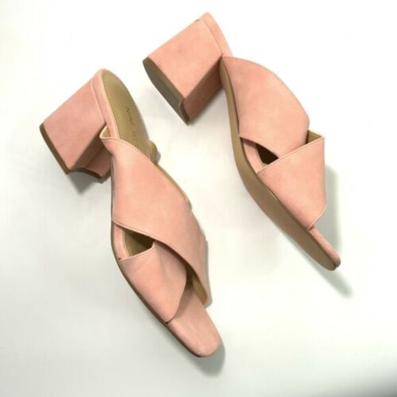 Nine West Pink Glimpse Criss Cross Strap Sandals Slip-on 9 - Picture 5 of 12